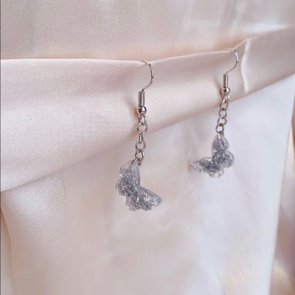 Silver butterfly earrings